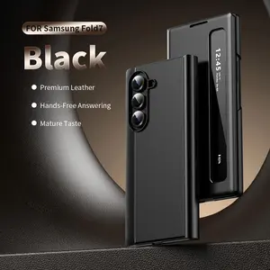 For Samsung Galaxy Z FOLD 7 5G Case Smart View Cover Leather Phone Case For ZFold 7 6 5 4 3 Window Flip Stand Holder Case