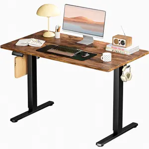 FurniChic Haven Ergonomic Height Adjustable Table with T-Shaped Metal Bracket Modern Computer Workstations Desk Stand