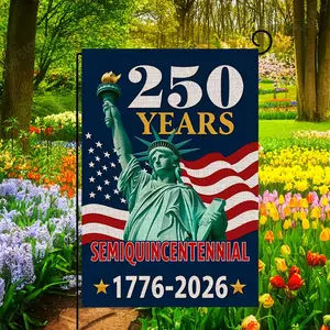1pc 12X18 Inch Patriotic Garden Flag USA 250th Anniversary with Statue of Liberty, Double-Sided Classic American Pride Decor for Outdoor Yard Lawn Porch, Great for 4th of July Memorial Day Veterans Day