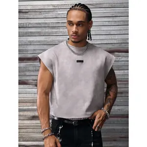 Men's Dolman Sleeve Crop Vest Top T Shirts Crewneck Loose Pullover Tank Tops