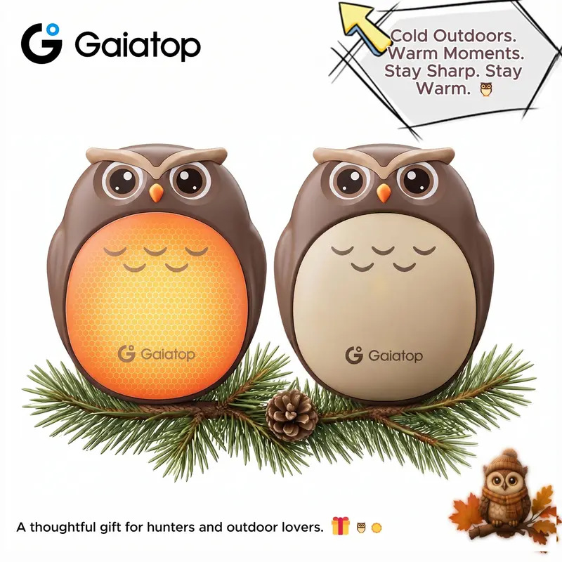 GAIATOP Owl Shape Magnetic 2-in-1 Rechargeable Hand Warmer - 4000mAh Pocket Heater for Hunting, Outdoor Sports, Camping, Skiing & Winter Gifts