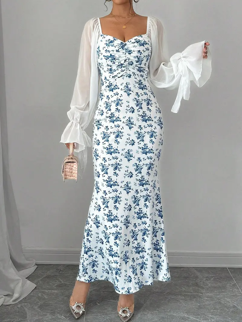 white christmas dresses Roberto Cavalli Mystic Garden White Chiffon Maxi Dress