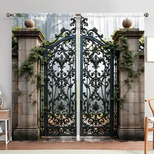 Floral & Leaf Pattern Door Curtain, 1 Set Exquisite Elegant Door Curtain, Home Decor for Living Room Bedroom Study Room, Home Decoration Curtain