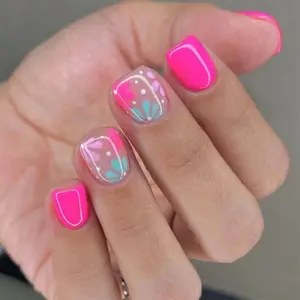 Neon Bloom Press On Nails | CurvLife Nail | 24pcs Medium Square Fake Nails | Glossy Finish with Bright Neon Tones & Floral Glow Accents | Easy to Apply, Comfortable & Long-Lasting | Ideal for Daily Commutes, Business Meetings, Banquets & Formal Events