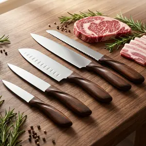5-Piece Stainless Steel Kitchen with Knife Ergonomic Comfortable Handles  for Daily Food Prep Tasks