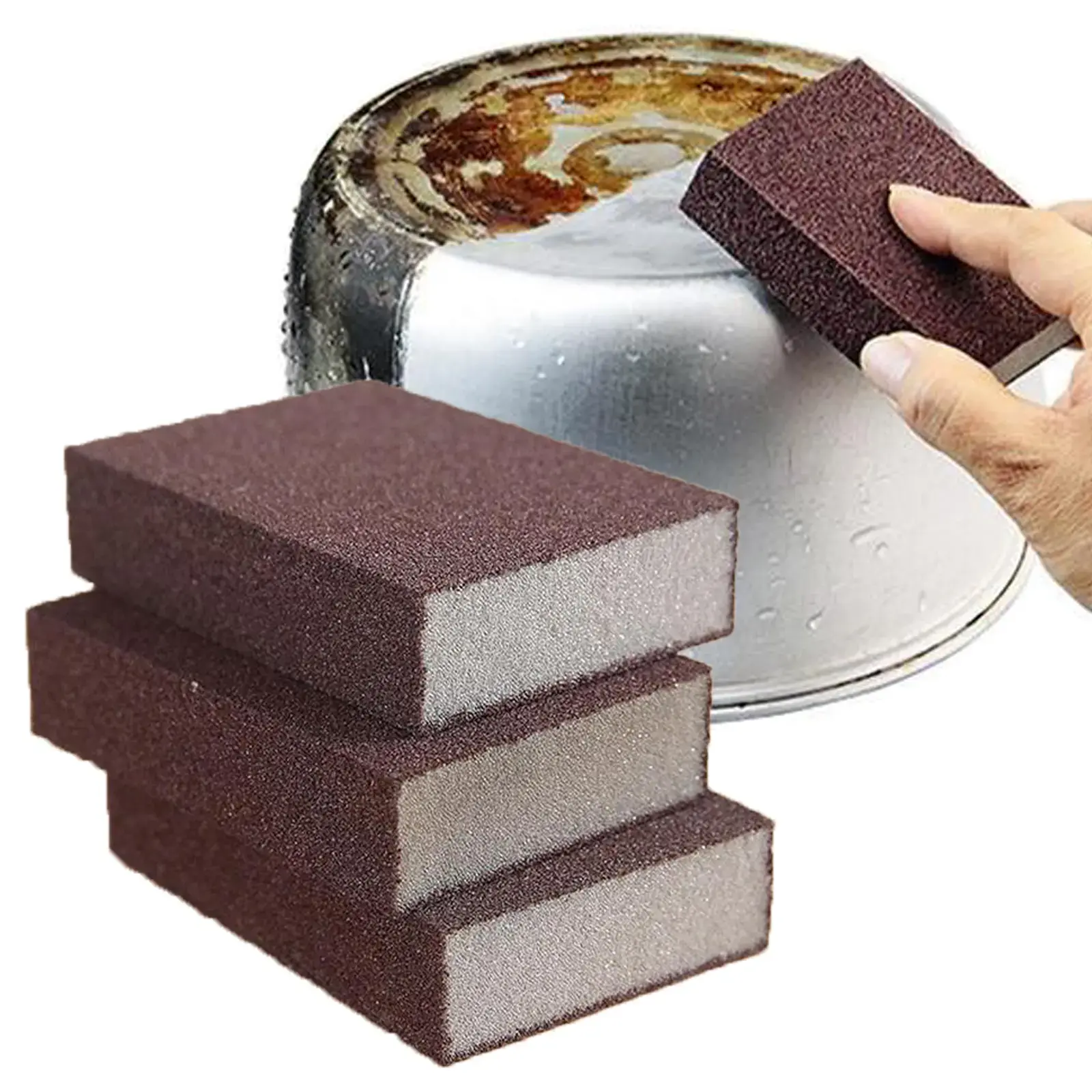 Kitchen Gadgets Cuttable Emery Sponge Bendable & Long Lasting Viral Kitchen Finds Heavy Duty Rust Remover Tool for Sink  ：