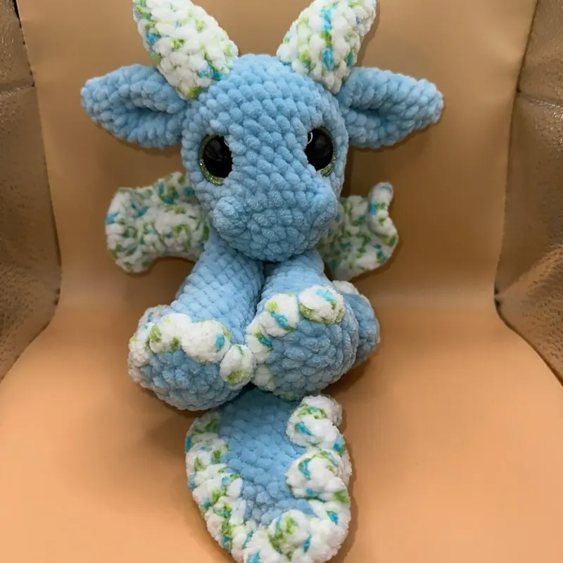 Hand Crocheted Blue Snuggle Dragon