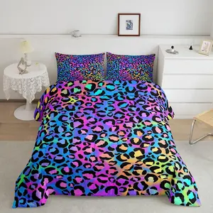 Feelyou Leopard Tie Dye Pattern Super Soft Microfiber Bedding Set - Luxury All-Season Duvet Comforter Quilt Set, Microfiber Beddingsets for Cozy Sleep