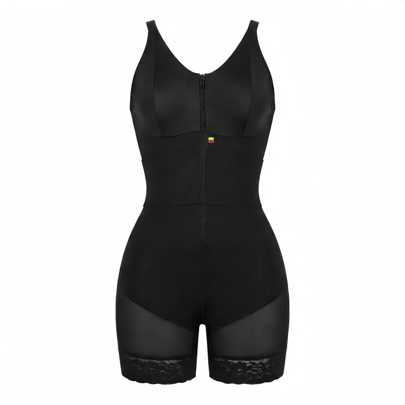 Women's Fajas Colombianas Shapewear Tummy Control Butt Lifter Shaper with Zipper Crotch Detachable Shoulder Strap for Comfort