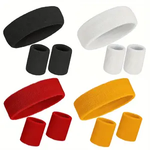Sports Headband Wristband Set Wristband Wrist Sweatband Headbands Moisture Wicking Sweat Absorbing Head Band for Sports, Yoga, Running, Basketball, Tennis, Football