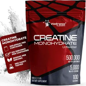 WELLNESS LABSRX Creatine Monohydrate Powder 500g – 100 Servings Micronized Creatine Powder Supplement, Creatine for Women and Men, Supports Muscle Strength, Energy, Endurance and Workout