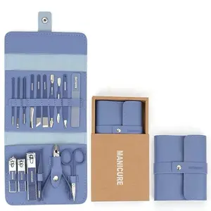 Manicure Set Professional Nail Clippers Pedicure Kit – 16pcs Stainless Steel Grooming Tools with Luxurious Travel Leather Case