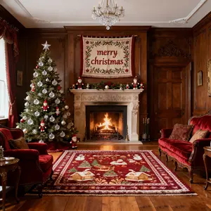 Christmas Tree Santa Claus Runner Rug - Non Slip Washable Hallway Kitchen Mat, Soft Low Pile Holiday Carpet for Indoor Home Decor Pet hair is easy to clean Rugs