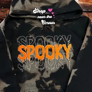 Spooky- embroidered Bleached hoodie