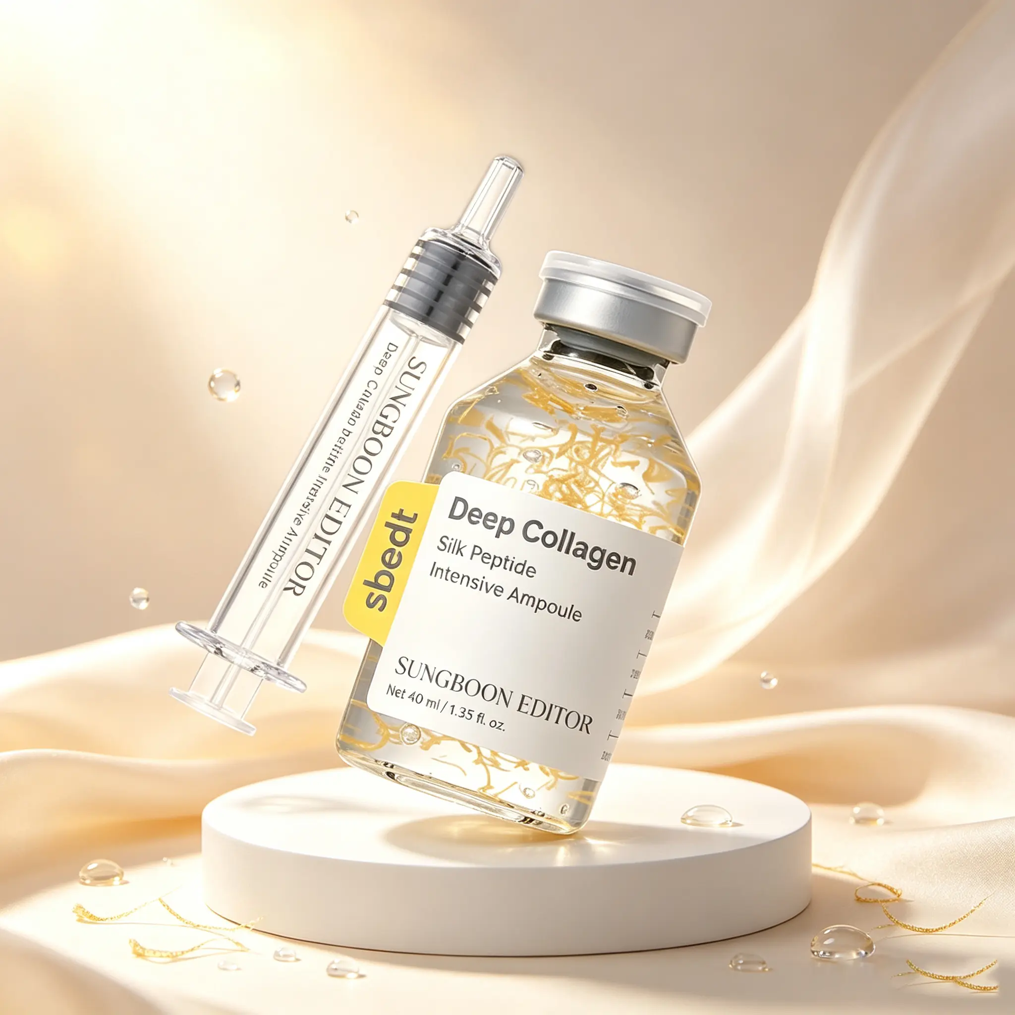 Sungboon Silk Lifting Ampoule 40ml, collagen and peptide blended essence, anti-aging skincare to diminish wrinkles, lift and plump sagging skin