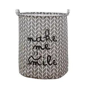 Yellow Basket, Collapsible Laundry Basket, Laundry Hamper With Handles Waterproof Round Cotton Linen Laundry Hamper Printing Household Organizer Basket, Round Laundry Basket, Cute Laundry Hamper