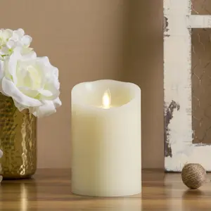 Flameless LED  Operated  Pillar Candle, Flickering Realistic Moving Flame, 3" x 4.5" Luminous Real Wax Indoor  Decor Pack of 1