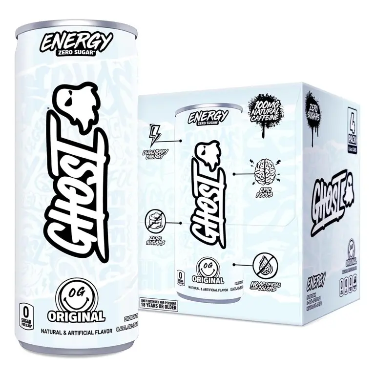 Ghost Energy Drink OG Original Clean Citrus Flavor Sugar-Free Performance 16 fl oz Cans Pack of 4 Zero Sugar Vegan Friendly
