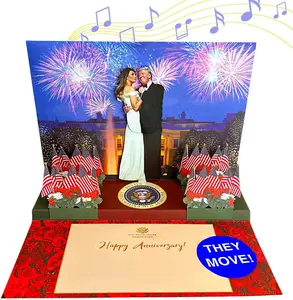 Donald Dancing Pop Up Anniversary Card with Light & Sound Funny Anniversary Card for Parents Says Happy Anniversary in Trump's Real Voice Romantic Melania