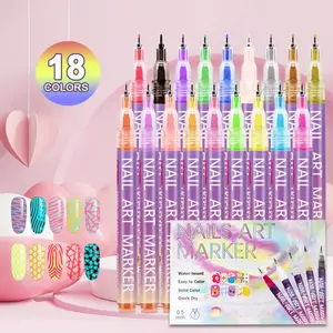 Valentine's Day gift 12/18 Color Nail Art Marker Set Quick-Drying Acrylic Pens for DIY Manicures & Easy 3D Designs, Ideal for Beginners, Graduation gift