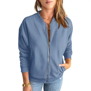 ARTFREE Womens Zip Up Sweatshirts Jackets Long Sleeve Casual Loose Outwear with Pockets