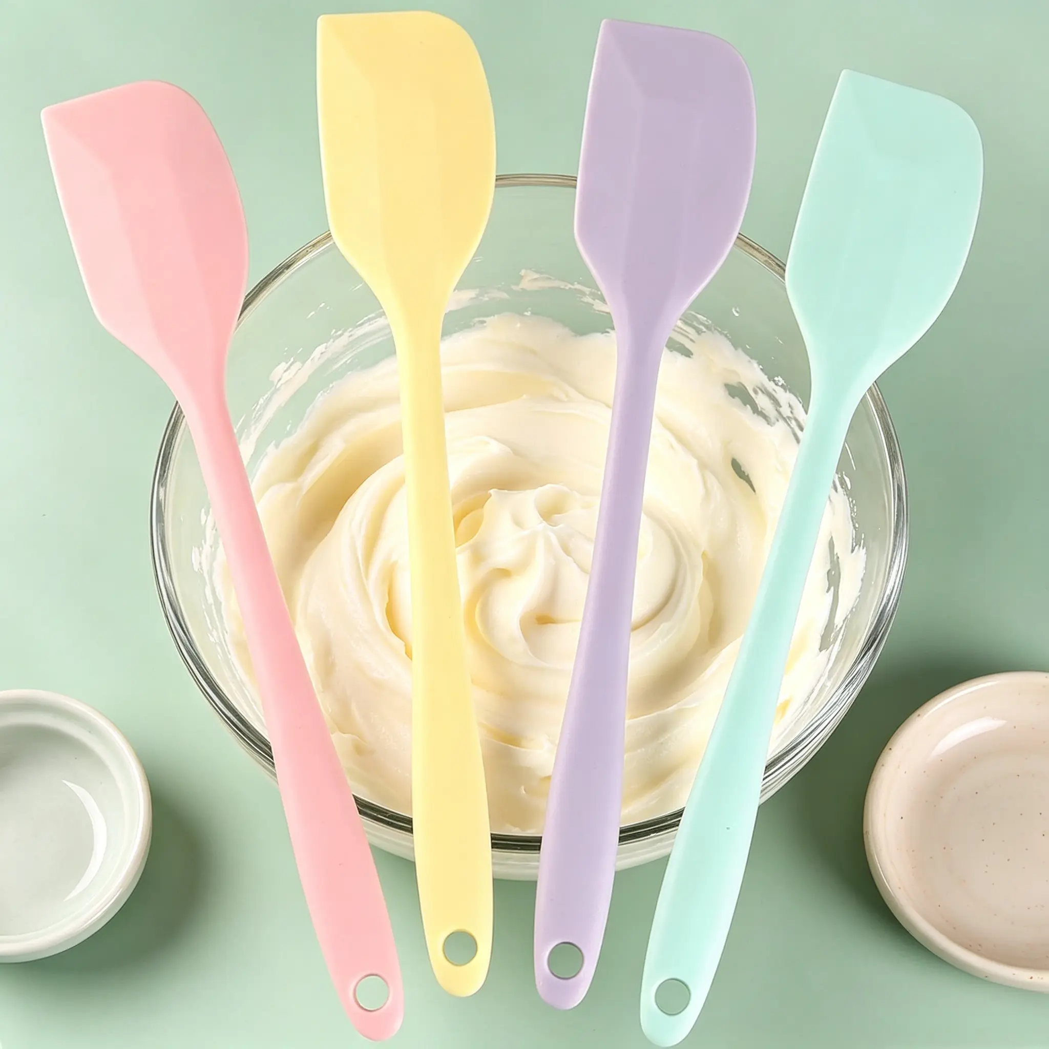 Random Color Silicone Spatula, Heat Resistant Non-Stick Baking Scraper, for Cream Mixing, Cake Making & Kitchen Cooking
