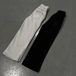 2025 Casual Simple Couple Fashion Creative Double Waist Foldable Sweatpants Wholesale Cotton Fabric Sport Black(Sheets)