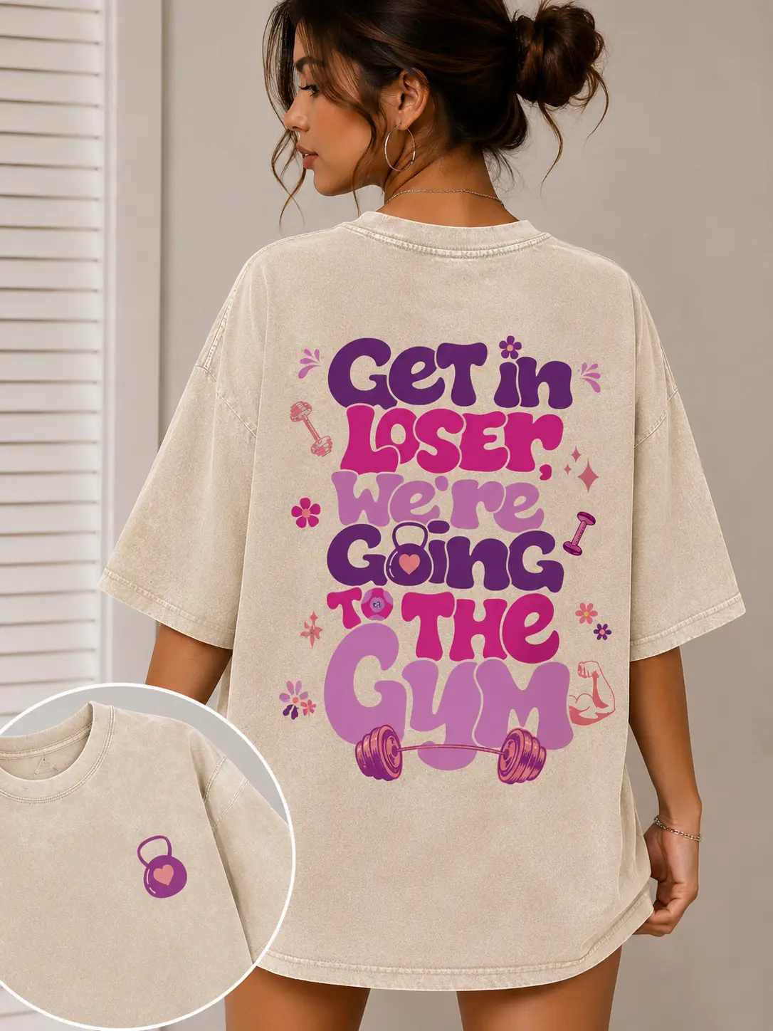 We're Going To Gym Printed Gym Shirt, Washed T-Shirt, Oversized 5XL Graphic Gym Shirt, Vintage Washed Tee Cotton, Menswear Fit Top Womenswear