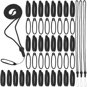 43 count Anti-Lost Lanyard Set with 40 count 40mm  Rubber Rings 3 count Adjustable Lanyards Strap Pendant Necklace Fixing Holder Soft Protective Replacement Pen Case Multipurpose