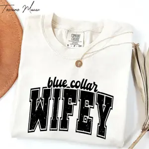 Blue Collar Wife Comfort Colors T-Shirt - Vintage Preppy Trucker Wifey Tee, Construction & Plumber Wife Shirt, Country Girl Aesthetic Tee ,Full Colors Comfort T-Shirt Top
