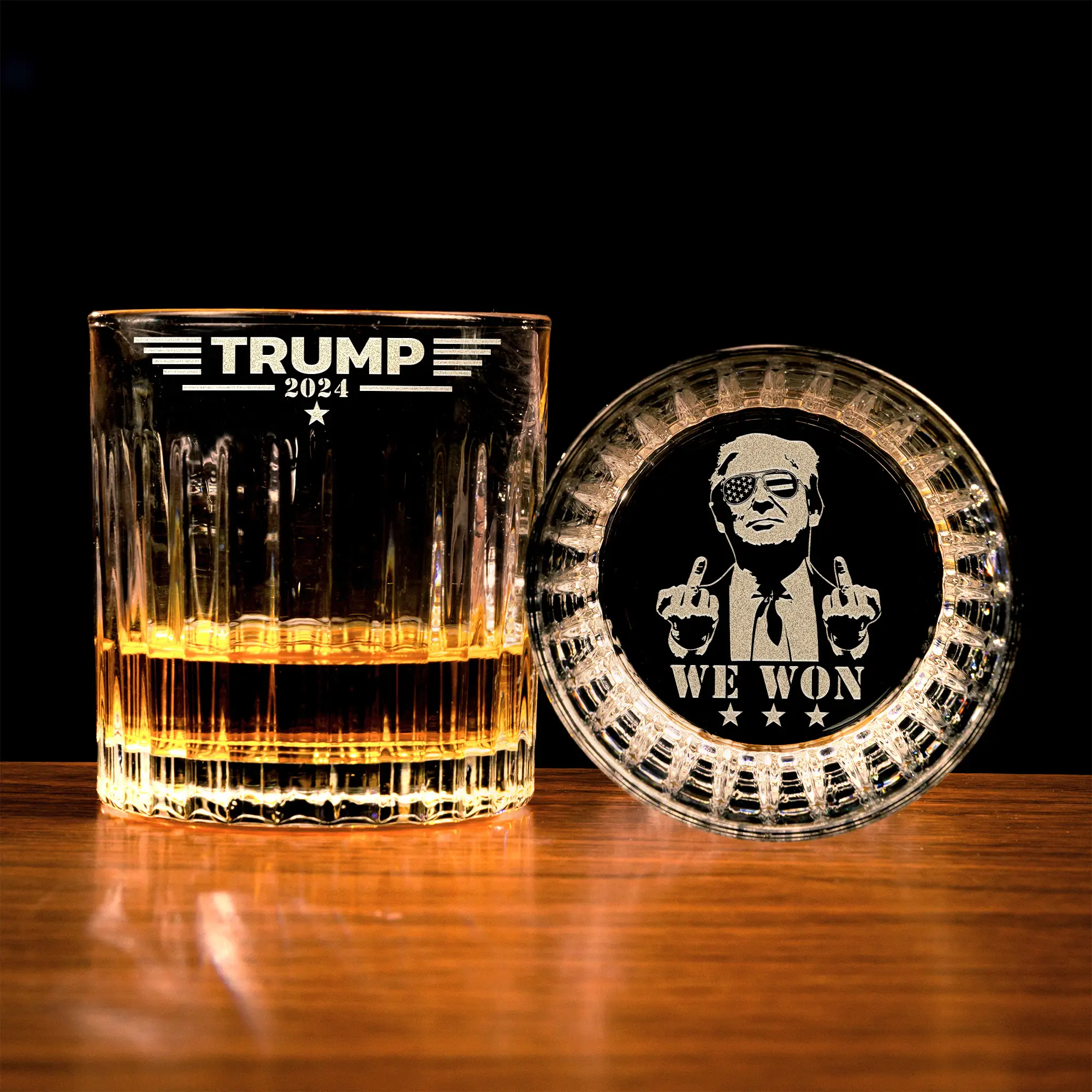 Engraved President We Won Whiskey Glass, MAGA 11oz Rock Glass Gifts for Men