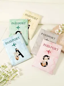 Letter Pattern Passport Case, Lightweight & Portable Passport Holder, Multi Card PU Passport Cover with Twist Closure, Travel Accessories