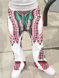 African Tribal Print Flared Pants - Vibrant Ethnic Casual Trousers