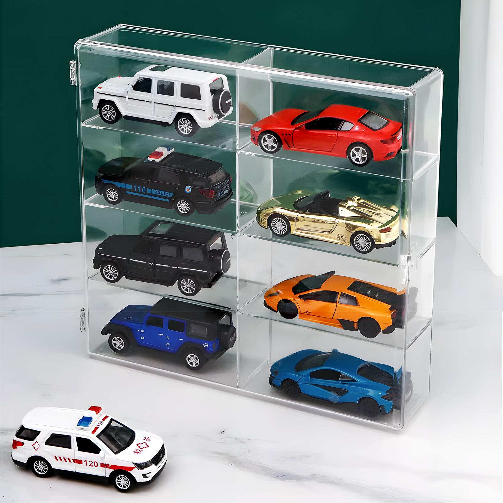 Acrylic Display Case for Diecast Cars，Dustproof Stackable Box with Hinged Door, Toy Car Storage Organizer for Hot Wheels Matchbox