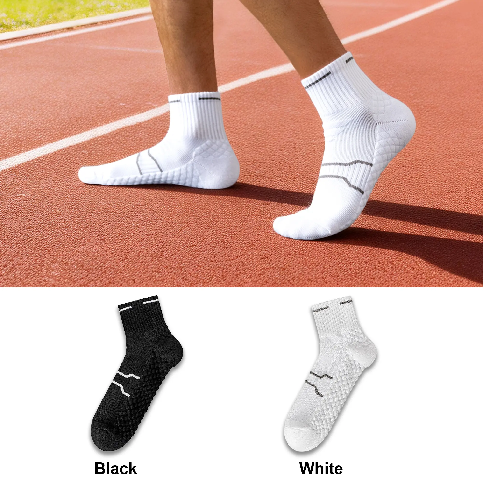 Youth Boys' Athletic Sports Socks (5 Pairs) - Cotton-Polyester Blend, Terry Soles for Shock Absorption & Resistance, Absorbent Breathable Dry Mid-Calf Socks, All-Seasons White Daily Sports Footwear, Athletic Socks