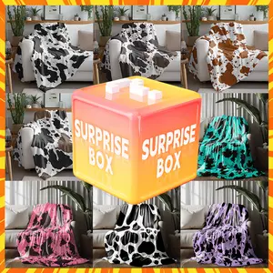 60*80in Blind Box Giveaway, Randomly Fluffy Surprise Blankets, Mystery Cow Pattern Blanket in Tiktok Shop