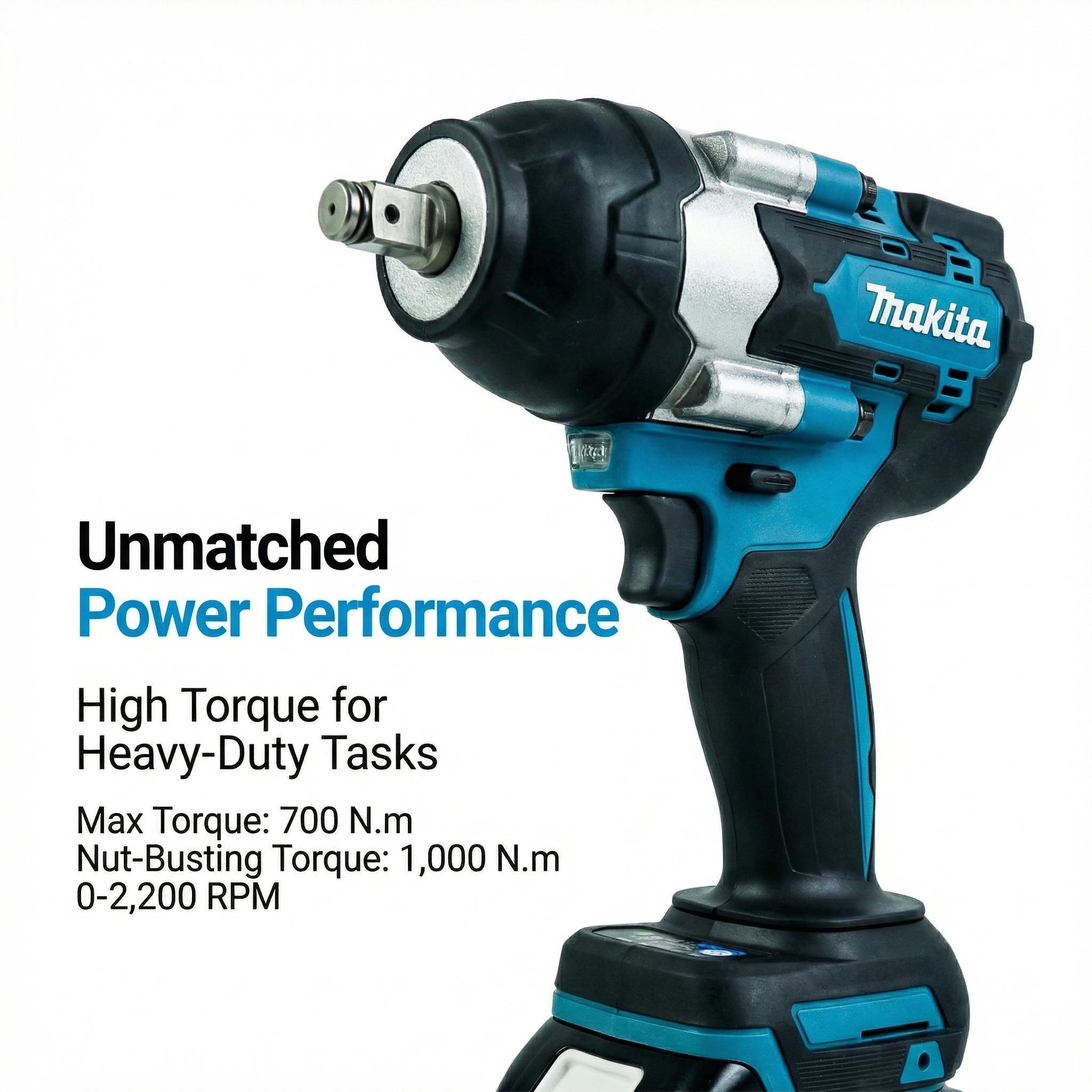 Makita DTW700 Impact Wrench Kit With Battery Charger for Automotive Repair Electric Wrench High Torque 700Nm