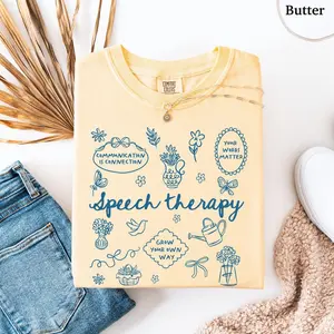 Speech Therapy Shirt Comfort Colors, Speech Language Pathologist Tshirt, SLP Tee, Spring Floral Speech Graduation Gift, Appreciation Gifts
