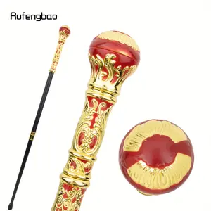 Golden Red Luxury Round Handle Fashion Stick for Party Decorative Cane Elegant Crosier Knob Stick 93cm Party Accessories