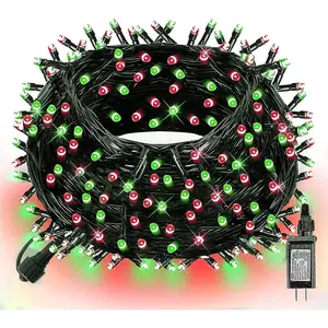 Red and Green Christmas String Lights, 300 LED 100 FT Connectable  String Lights Green Wire with 8 Modes, Xmas  Decorations for Indoor Outdoor Party Yard Garden Decor
