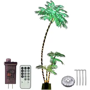 Lighted 7 Feet Palm Tree for Room Decor, Christmas Decorations Tree, Artificial 260LED Fake Palm for Outside, Home,, Pool, Backyard, Garden
