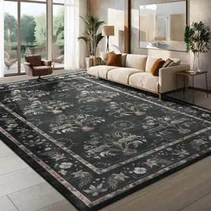 Printed Low Pile Rug, Living Room Decorative Rug, springtok Machine Washable Non-Slip Rug