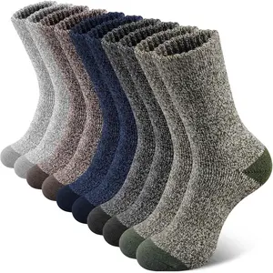 5 Pairs Men's Thermal Hiking Socks - Heavy Duty Merino Wool Blend for Cold Weather, Winter Camping & Outdoor Activities