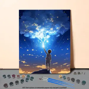 Tree & Starry Sky Pattern DIY Painting By Numbers Kit Without Frame, 1 Set DIY Paint By Numbers Kit, Wall Art Decoration for Home Living Room Bedroom