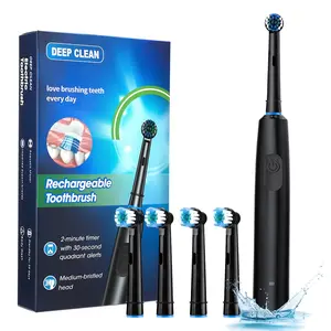 Electric Toothbrush Rechargeable Toothbrush for Adults 5 Modes Rotary Electric Toothbrushes with 4 Replacement Soft Brush Heads Replaceable Brush Heads Rechargeable Electronic Toothbrushes