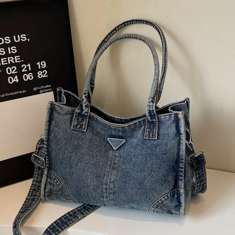 New Vintage Washed Tote Bag for Women, Casual Everyday Bag, Large Capacity Commuter Handbag, Unique Texture Shoulder Crossbody Bag