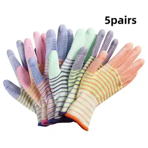 Random Color Striped Pattern Gardening Gloves, Non-slip & Wear-resistant Gardening Gloves, Multipurpose Work Gloves for Men & Women