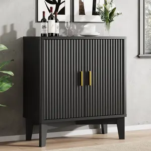 Storage Cabinet with Doors and Adjustable Shelf, Modern Fluted Sideboard Buffet Cabinet, Freestanding Coffee Bar for Kitchen, Pantry, Entryway, Living Room