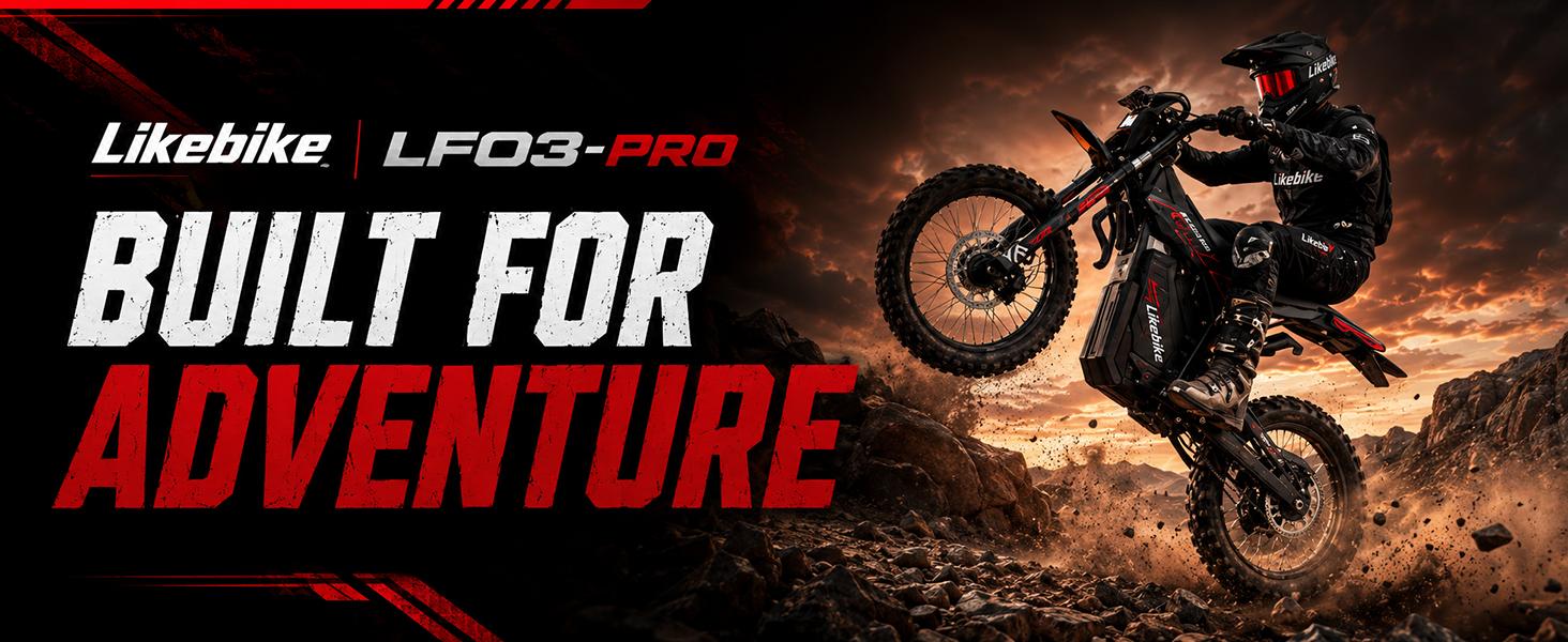 LIKEBIKE LF03 Pro Electric Dirt Bike for Adults, Pre-Assembled 20" Tires Off-Roading E-Bike, 3000W Motor, 60V 27Ah Removable Battery, 42 MPH, 40° Hill Climb, Dual Suspension, 7-Speed Gears, Hydraulic Brakes, NFC Unlock, Trail Riding, Nfc/Np Unlock