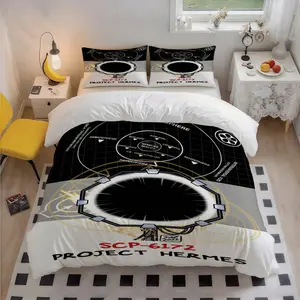 3Pcs SCP-6172 Hermes Project Themed Patterned Breathable Polyester Bedding Set, Elegant Design, Thoughtful Christmas Gift, Suits Bedroom, Guest Room & Dorm, 1 Duvet Cover + 2 Pillowcases (No Insert)